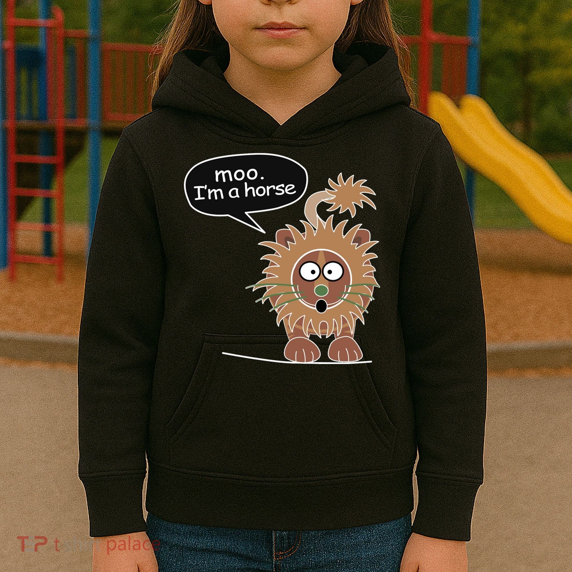 Moo IM A Horse Kids Hoodie