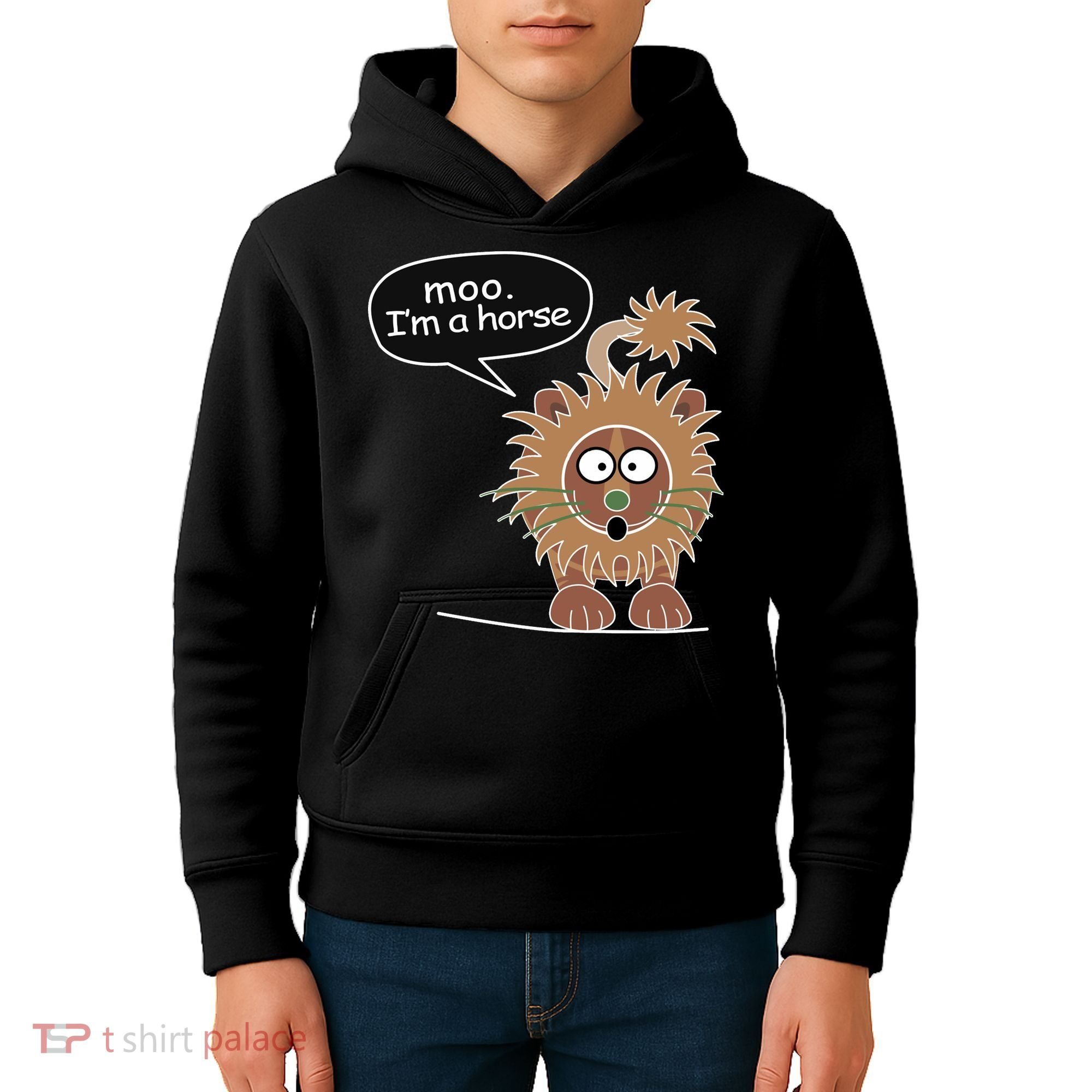 Moo IM A Horse Kids Hoodie