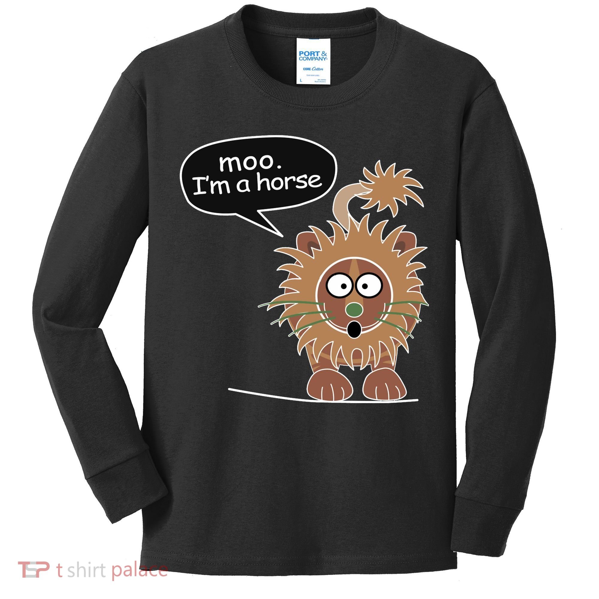 Moo IM A Horse Kids Long Sleeve Shirt