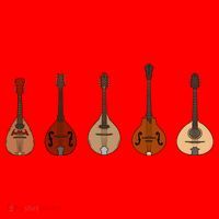 Mandolins In A Row Music Instrument Set Santa Hat thumb 1