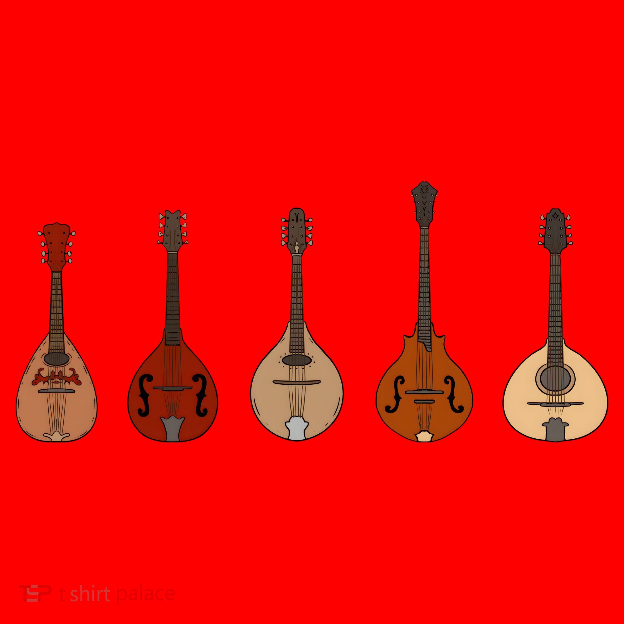 Mandolins In A Row Music Instrument Set Santa Hat