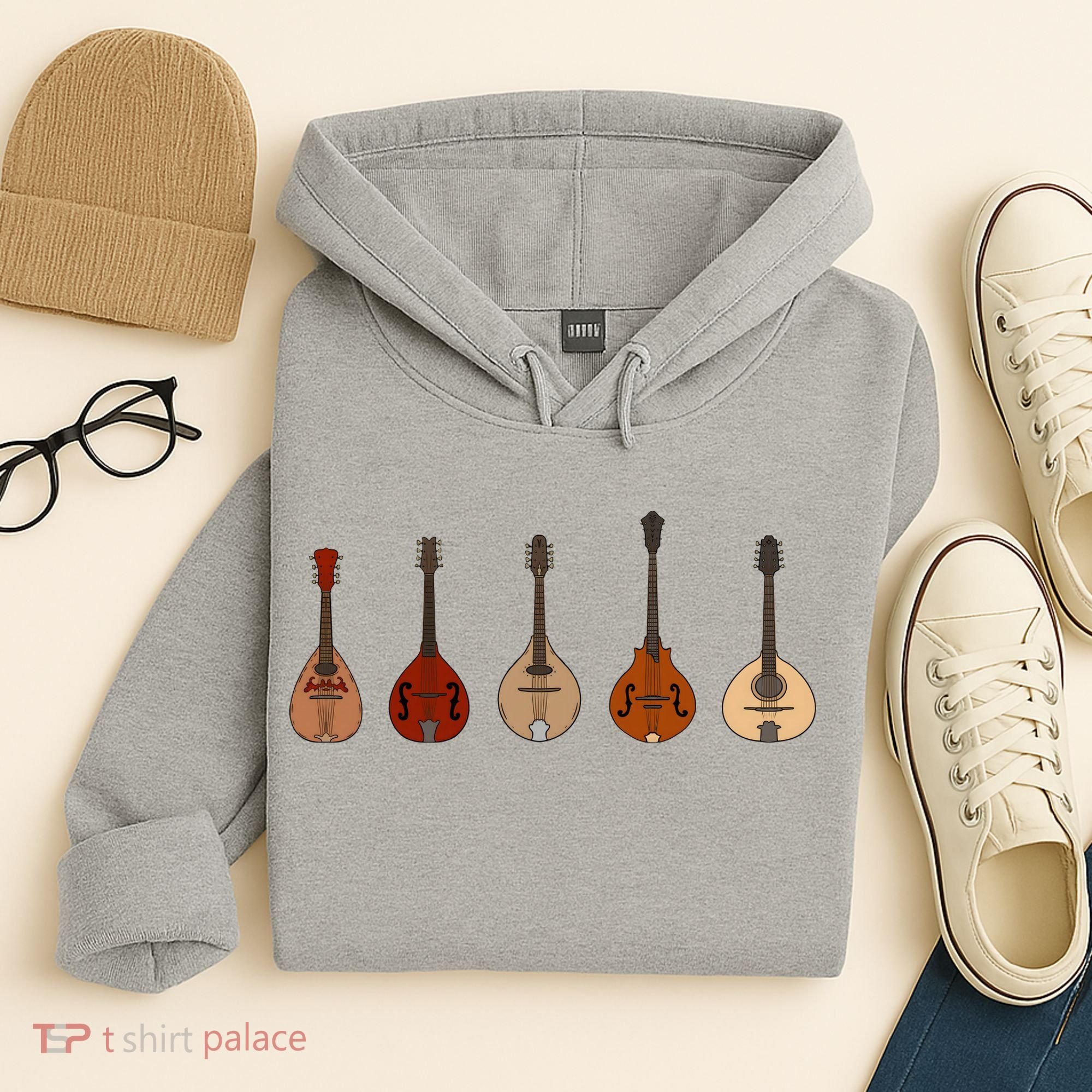 Mandolins In A Row Music Instrument Set Hoodie