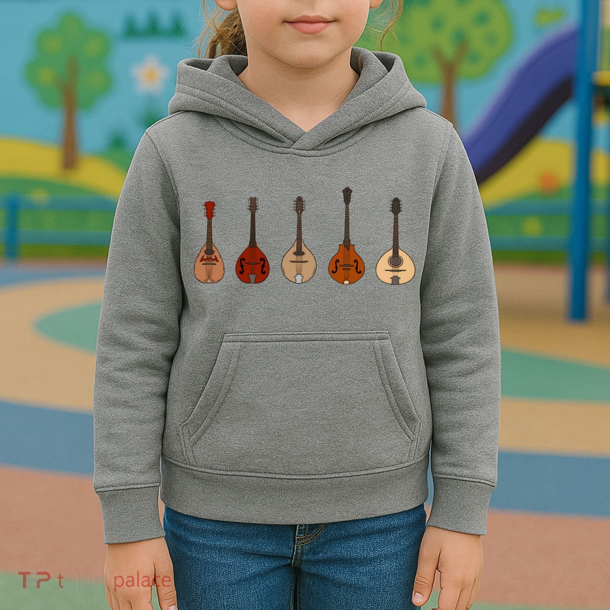 Mandolins In A Row Music Instrument Set Kids Hoodie