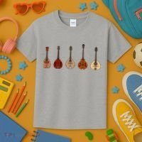 Mandolins In A Row Music Instrument Set Kids T-Shirt thumb 3