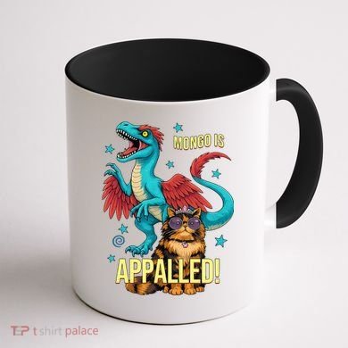 Mongo Is Appalled Princess Cat Riding Dinosaur Coffee Mug back