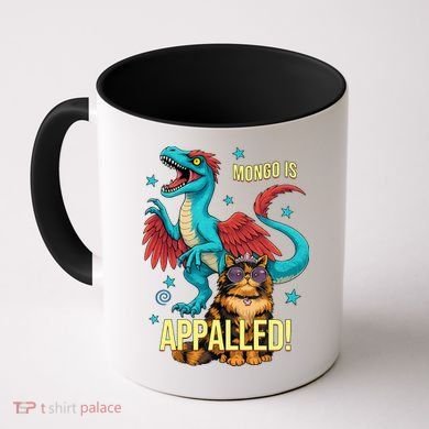 Mongo Is Appalled Princess Cat Riding Dinosaur Coffee Mug