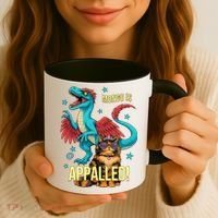 Mongo Is Appalled Princess Cat Riding Dinosaur Coffee Mug thumb 3