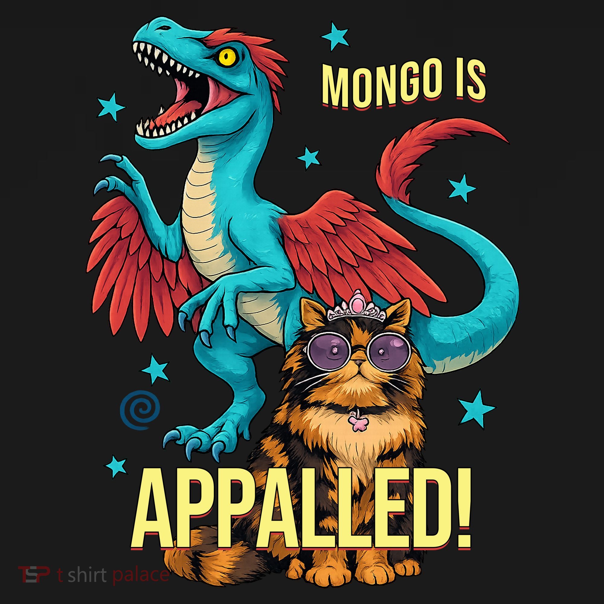 Mongo Is Appalled Princess Cat Riding Dinosaur Ornament