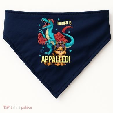 Mongo Is Appalled Princess Cat Riding Dinosaur USA-Made Doggie Bandana