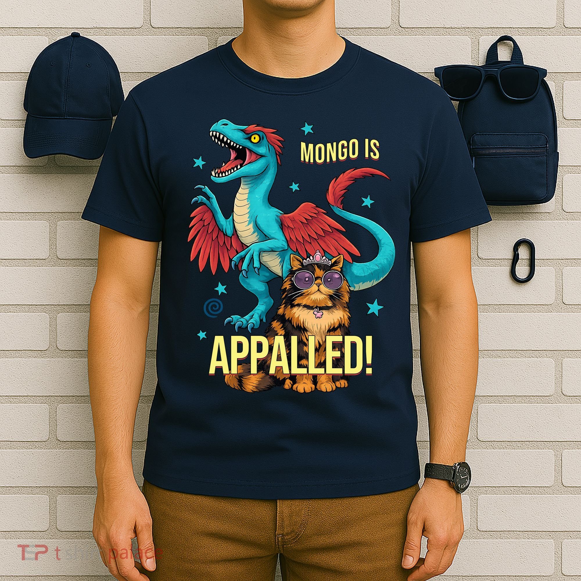 Mongo Is Appalled Princess Cat Riding Dinosaur T-Shirt