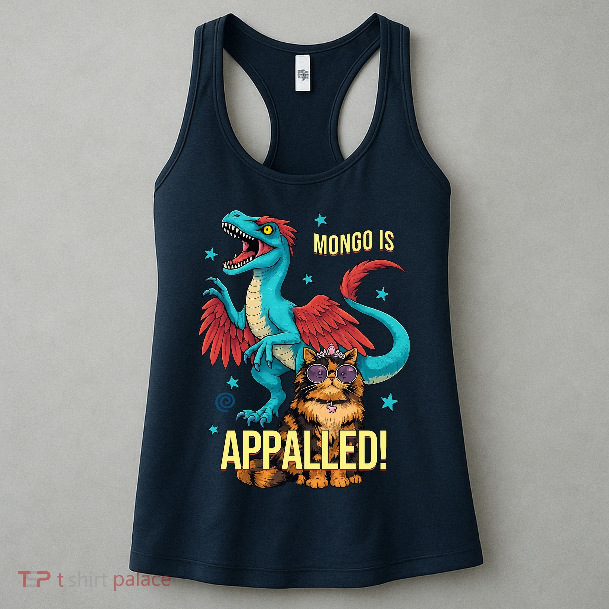 Mongo Is Appalled Princess Cat Riding Dinosaur Women's Tank Top