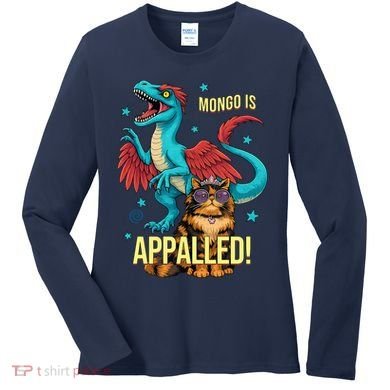 Mongo Is Appalled Princess Cat Riding Dinosaur Women's Long Sleeve Shirt