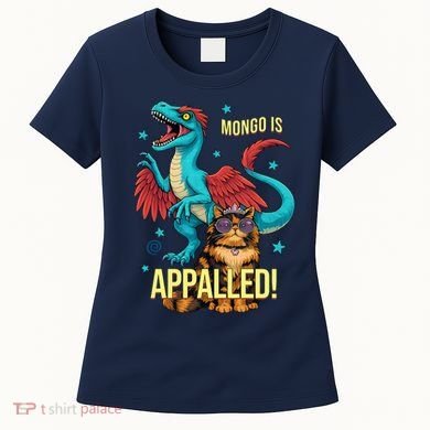 Mongo Is Appalled Princess Cat Riding Dinosaur Women's T-Shirt
