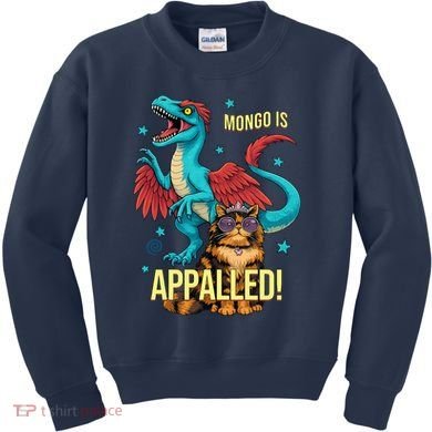 Mongo Is Appalled Princess Cat Riding Dinosaur Kids Sweatshirt