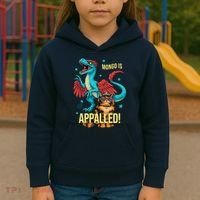 Mongo Is Appalled Princess Cat Riding Dinosaur Kids Hoodie thumb 3