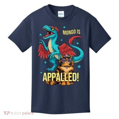 Mongo Is Appalled Princess Cat Riding Dinosaur Kids T-Shirt