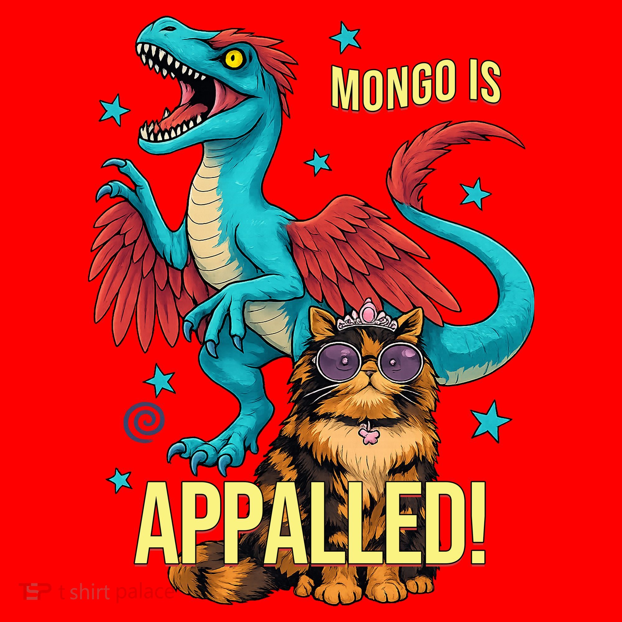 Mongo Is Appalled Princess Cat Riding Dinosaur Santa Hat