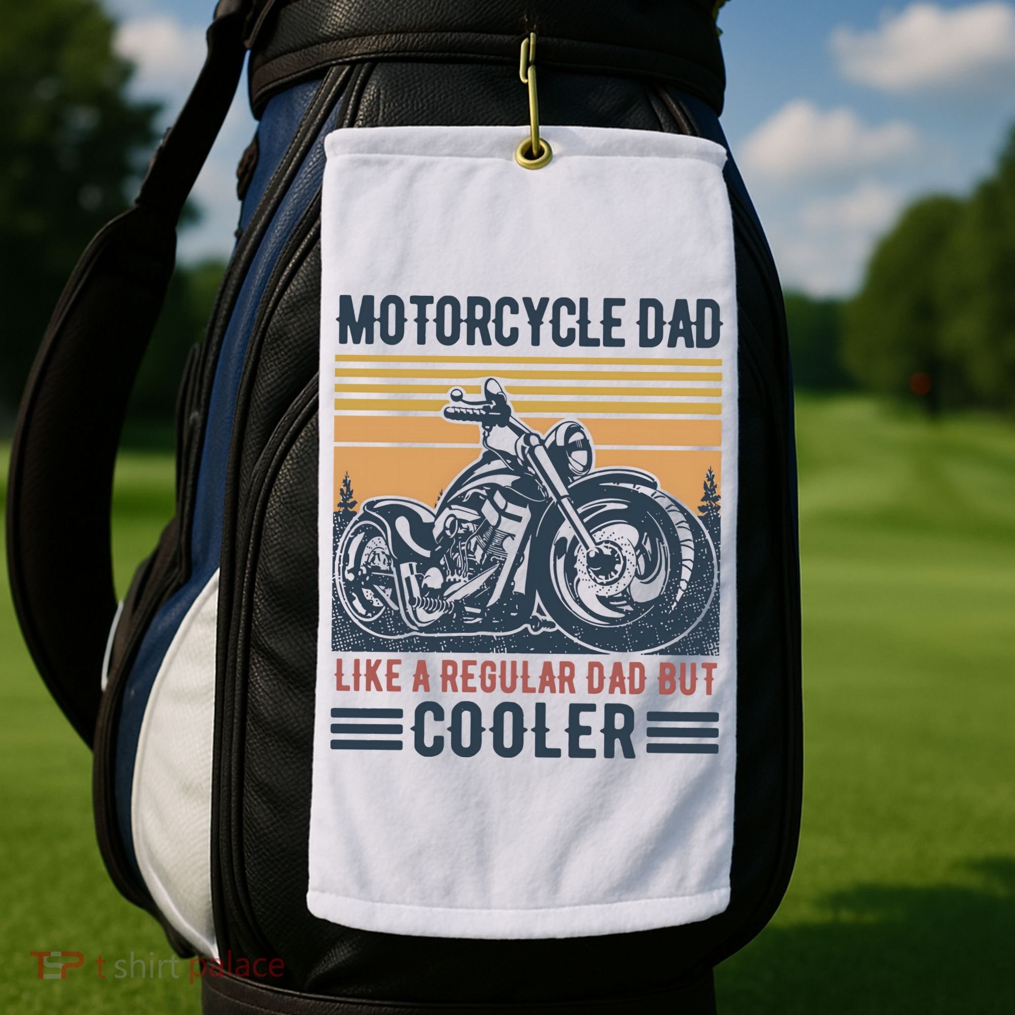 Men Im A Biker Dad Funny Motorcycle Rider Dad Fathers Day Gift Golf Towel