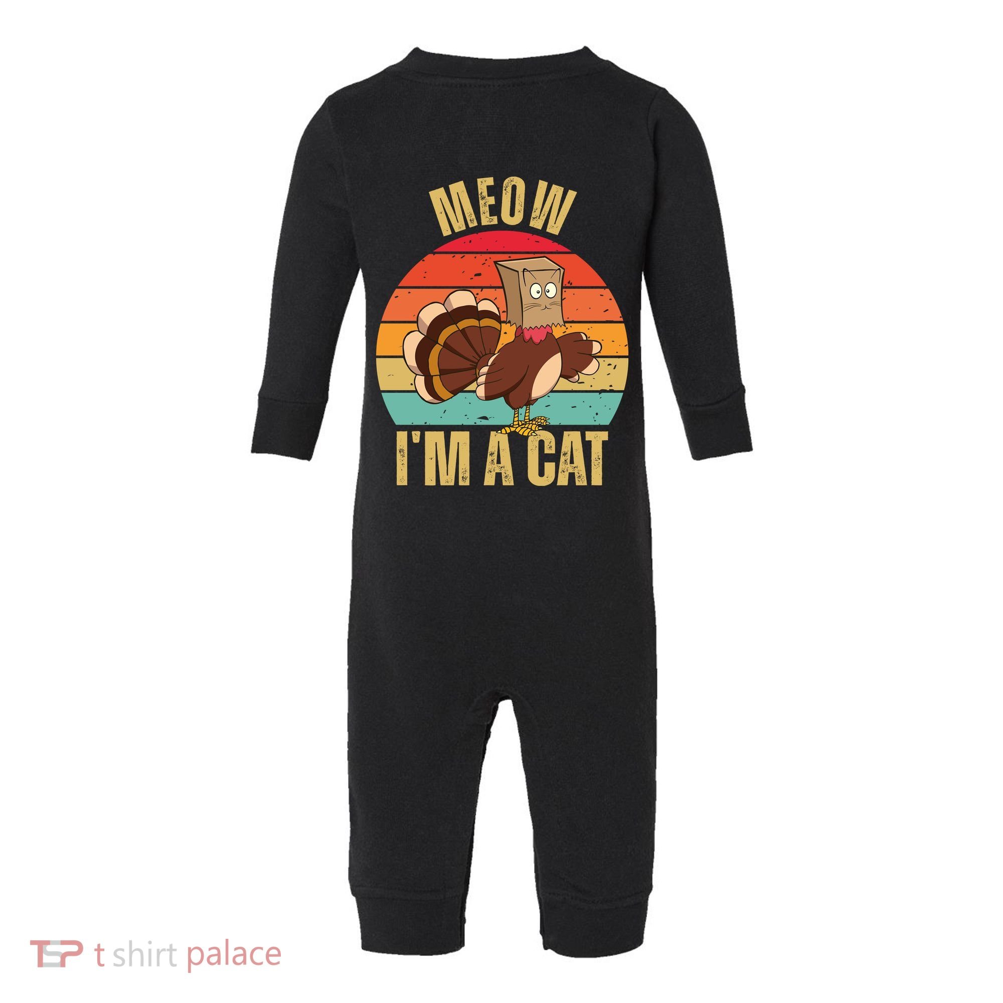 Meow IM A Cat Thanksgiving Turkey Funny Infant Fleece One Piece
