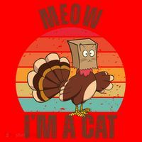 Meow IM A Cat Thanksgiving Turkey Funny Santa Hat thumb 1