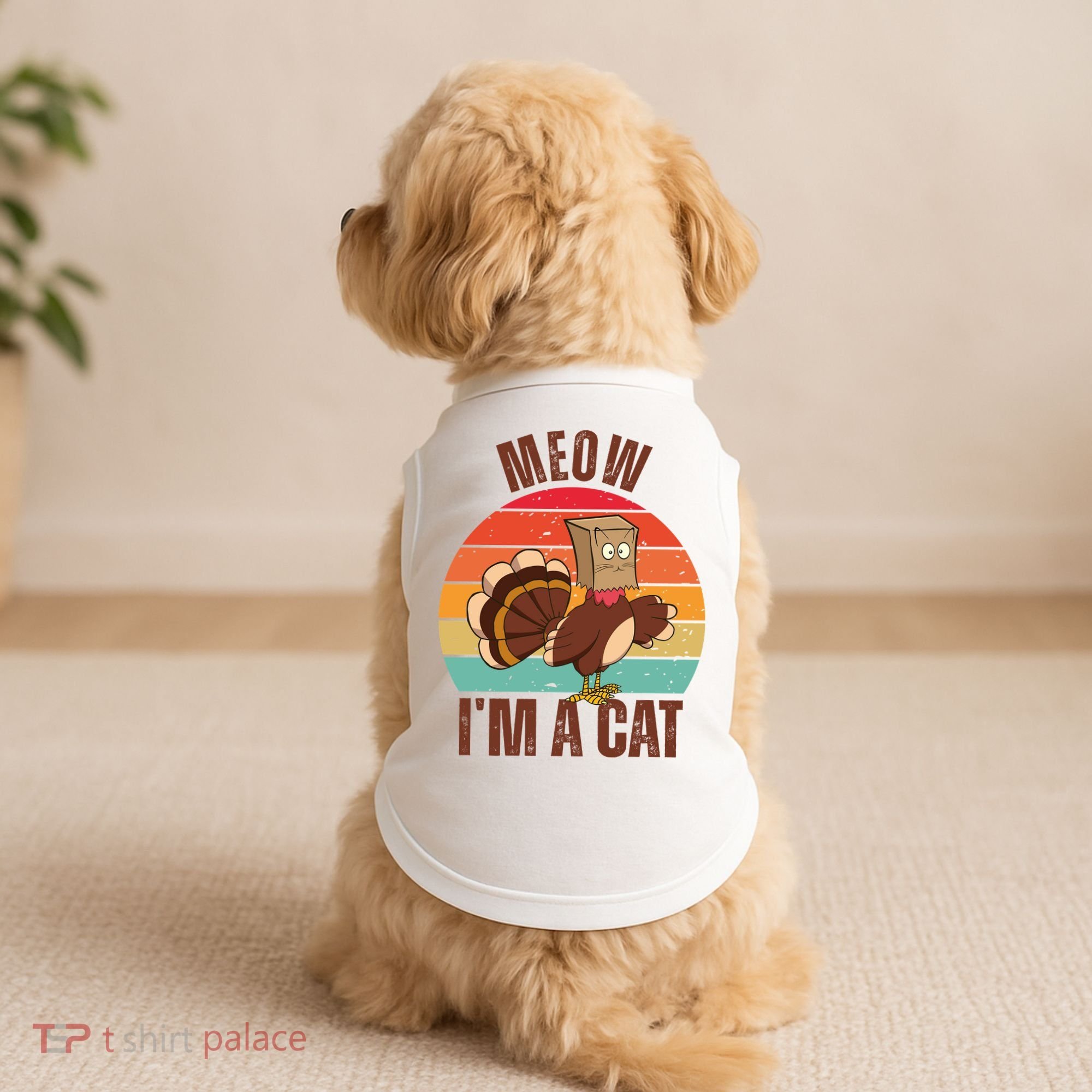 Meow IM A Cat Thanksgiving Turkey Funny Doggie Tank