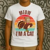 Meow IM A Cat Thanksgiving Turkey Funny T-Shirt thumb 3