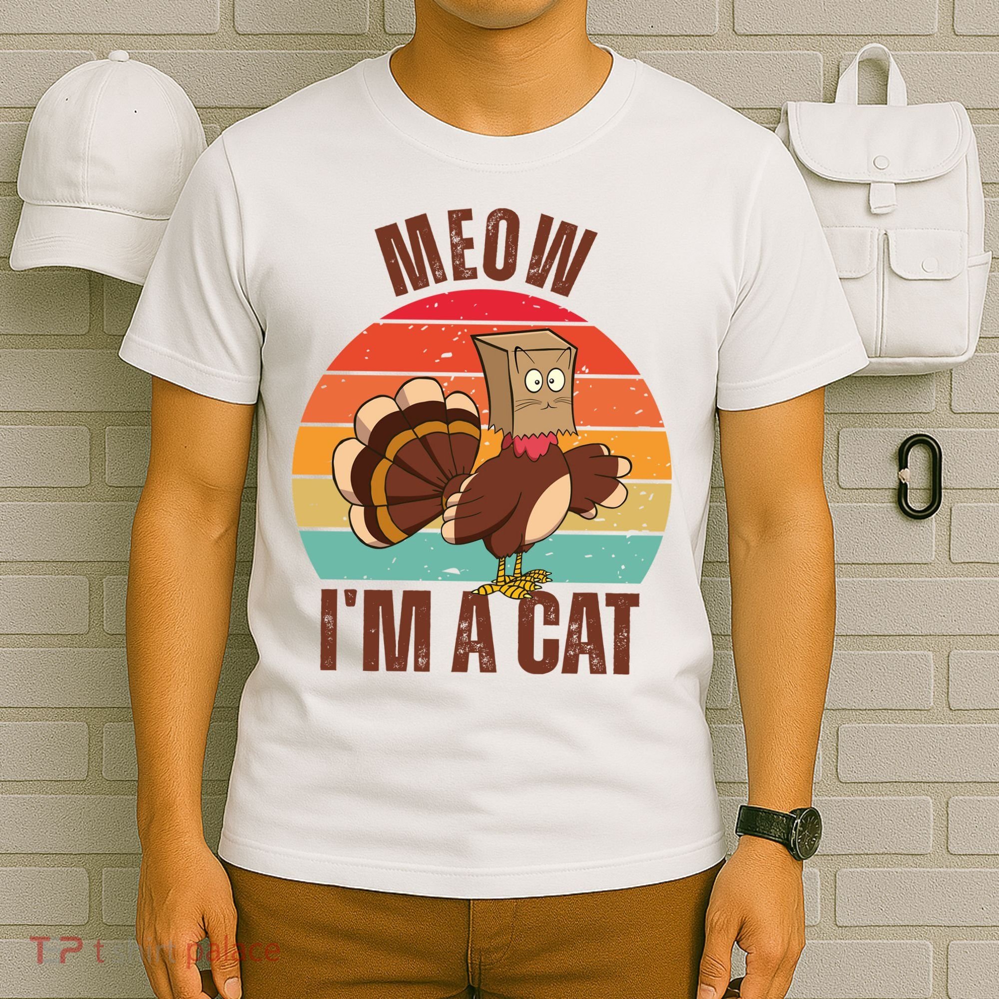 Meow IM A Cat Thanksgiving Turkey Funny T-Shirt