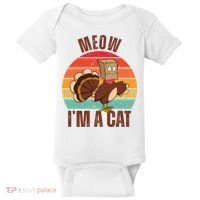 Meow IM A Cat Thanksgiving Turkey Funny Baby Bodysuit thumb 0