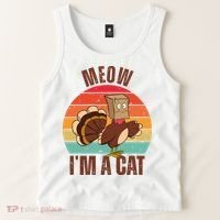 Meow IM A Cat Thanksgiving Turkey Funny Tank Top thumb 2
