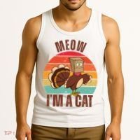 Meow IM A Cat Thanksgiving Turkey Funny Tank Top thumb 3