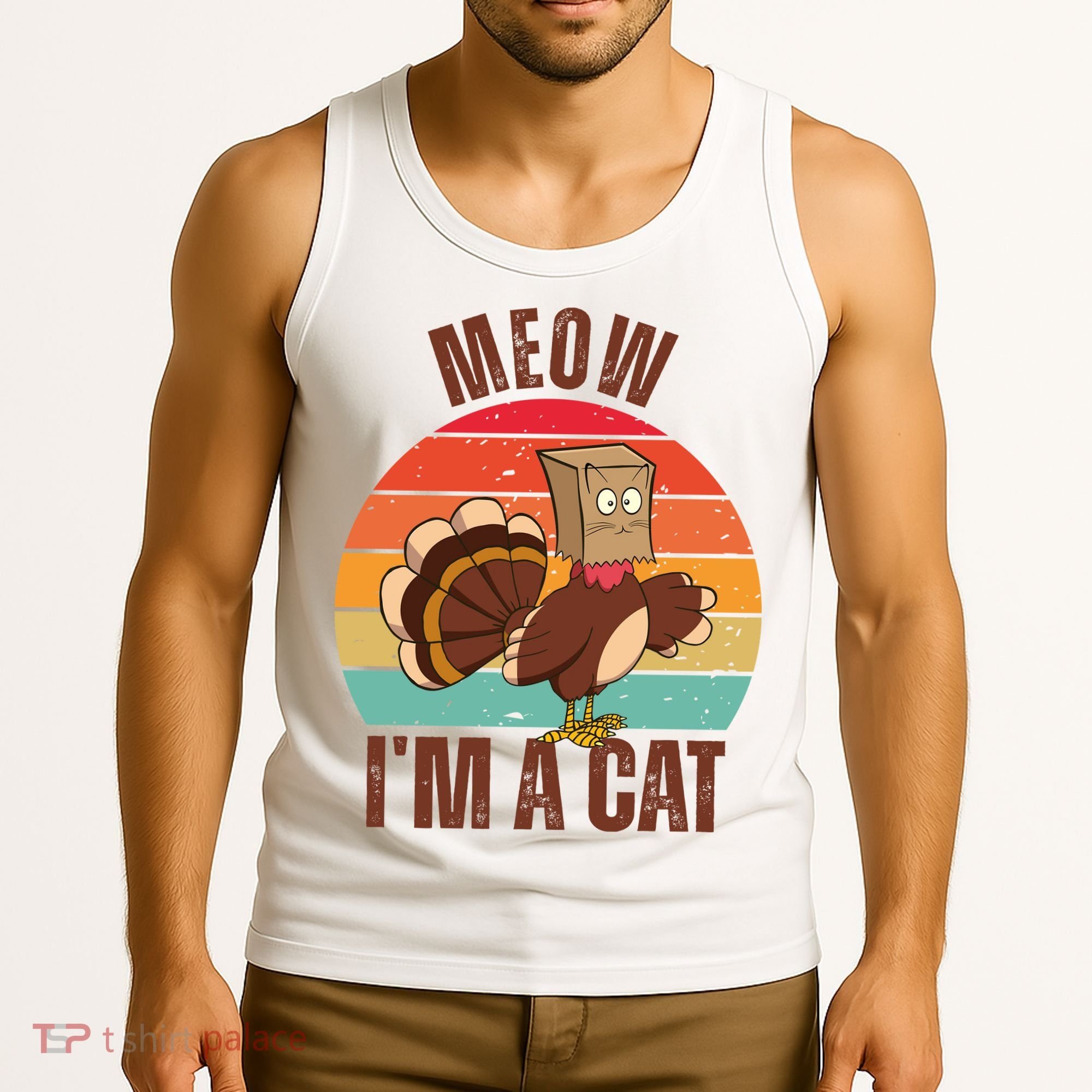 Meow IM A Cat Thanksgiving Turkey Funny Tank Top