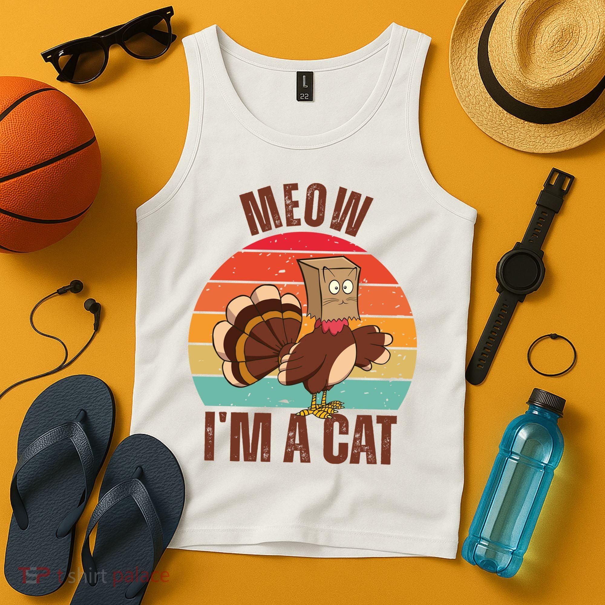 Meow IM A Cat Thanksgiving Turkey Funny Tank Top