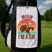 Meow IM A Cat Thanksgiving Turkey Funny Golf Towel thumb 2