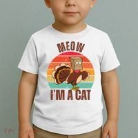 Meow IM A Cat Thanksgiving Turkey Funny Toddler T-Shirt thumb 2