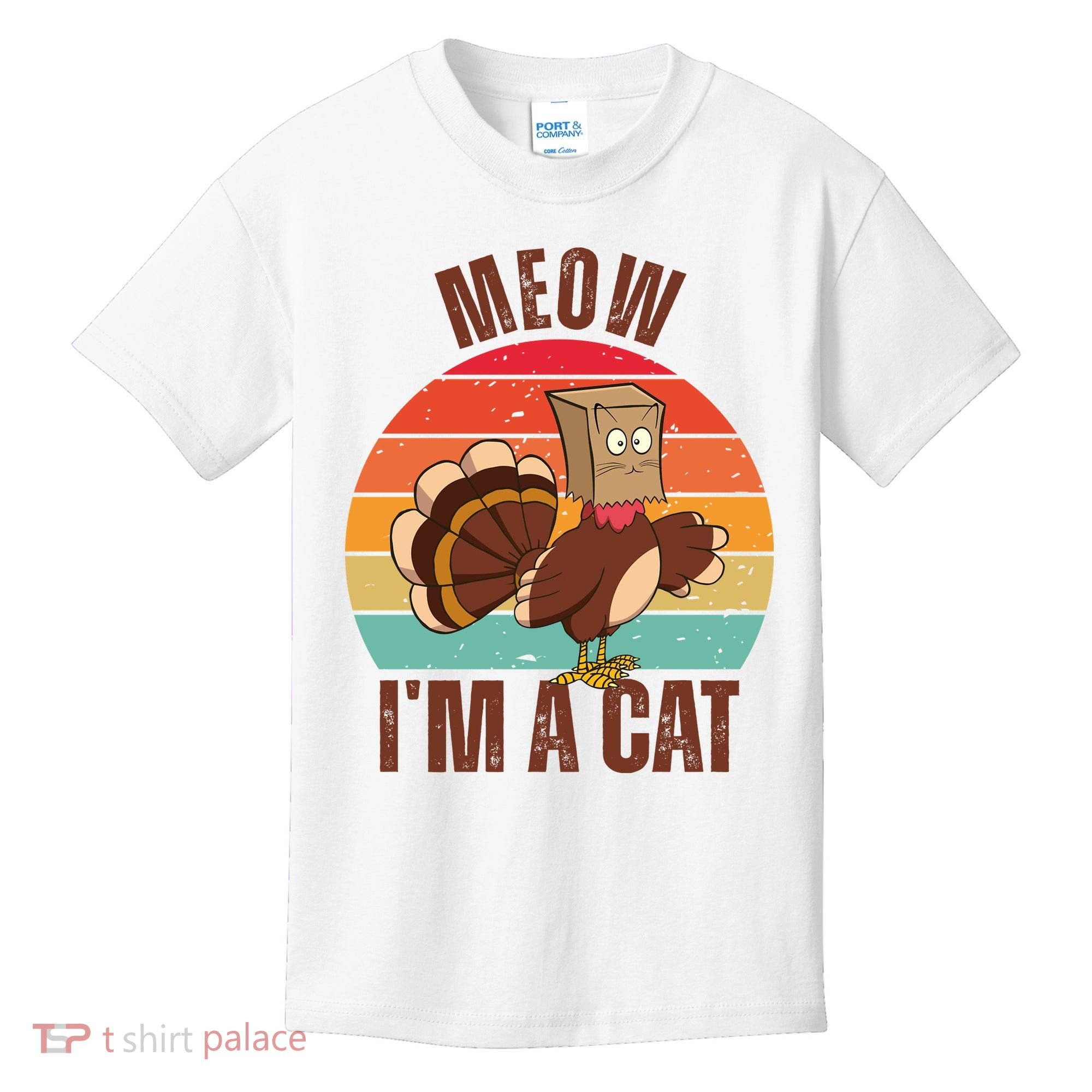 Meow IM A Cat Thanksgiving Turkey Funny Kids T-Shirt