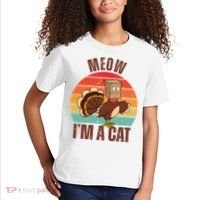 Meow IM A Cat Thanksgiving Turkey Funny Kids T-Shirt thumb 2