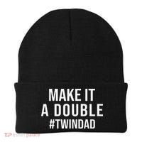 Make It A Double Twin Dad Expecting Twins Baby Announcement Beanie thumb 0