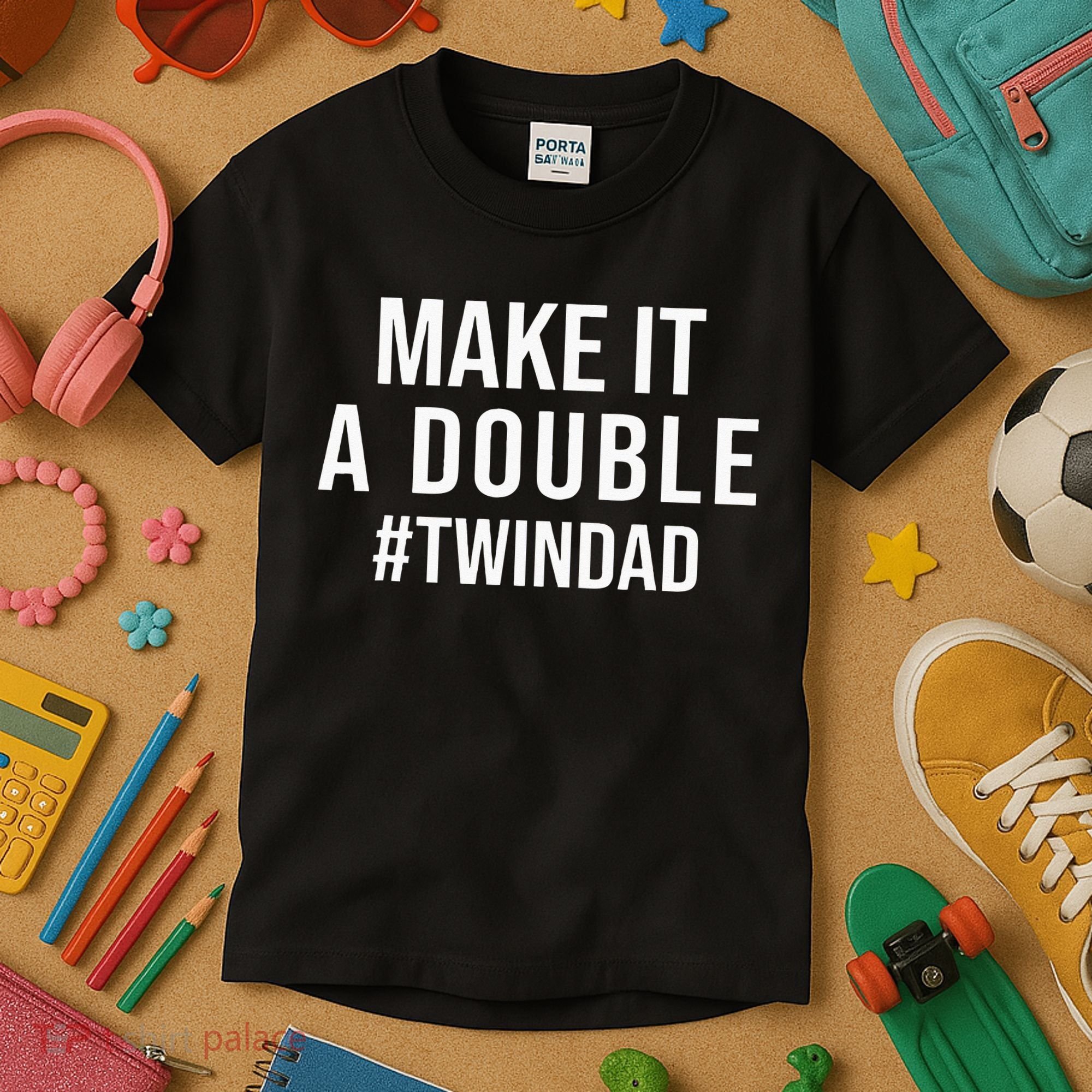 Make It A Double Twin Dad Expecting Twins Baby Announcement Kids T-Shirt