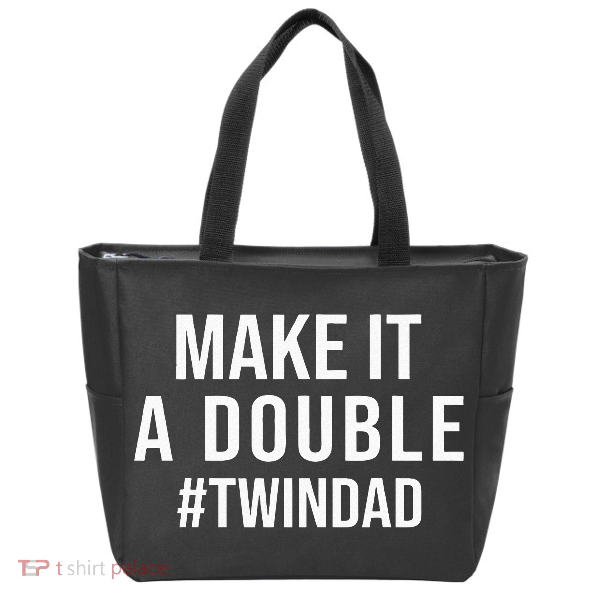 Make It A Double Twin Dad Expecting Twins Baby Announcement Tote Bag