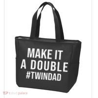 Make It A Double Twin Dad Expecting Twins Baby Announcement Tote Bag thumb 3