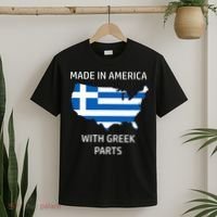 Made in America with Greek Parts - Greece and USA Pride T-Shirt thumb 2