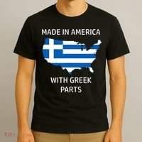 Made in America with Greek Parts - Greece and USA Pride T-Shirt thumb 3