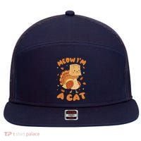 Meow I'm A Cat Funny Turkey Thanksgiving 7 Panel Mesh Trucker Snapback Hat thumb 0