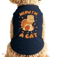Meow I'm A Cat Funny Turkey Thanksgiving Doggie Tank thumb 0