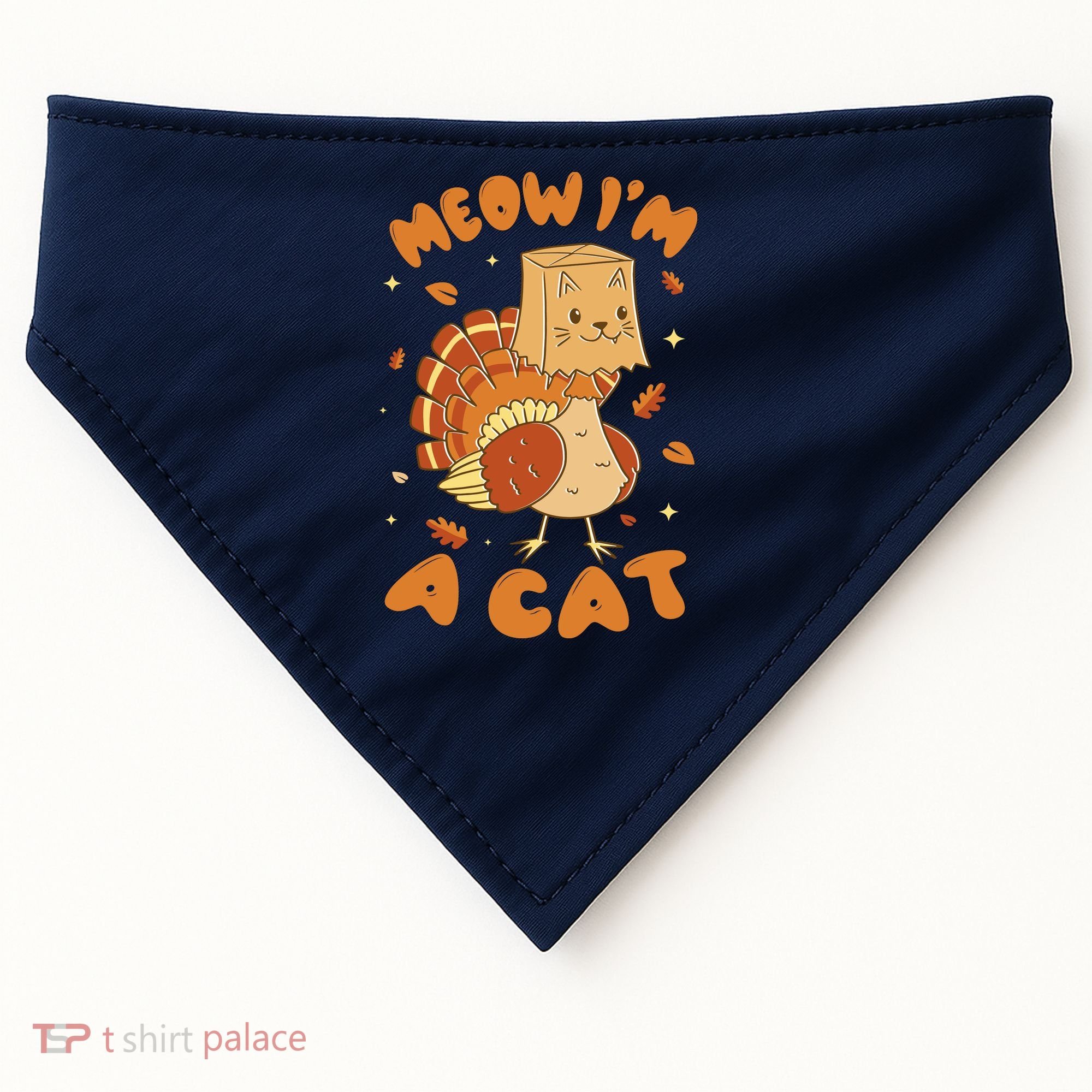 Meow I'm A Cat Funny Turkey Thanksgiving USA-Made Doggie Bandana
