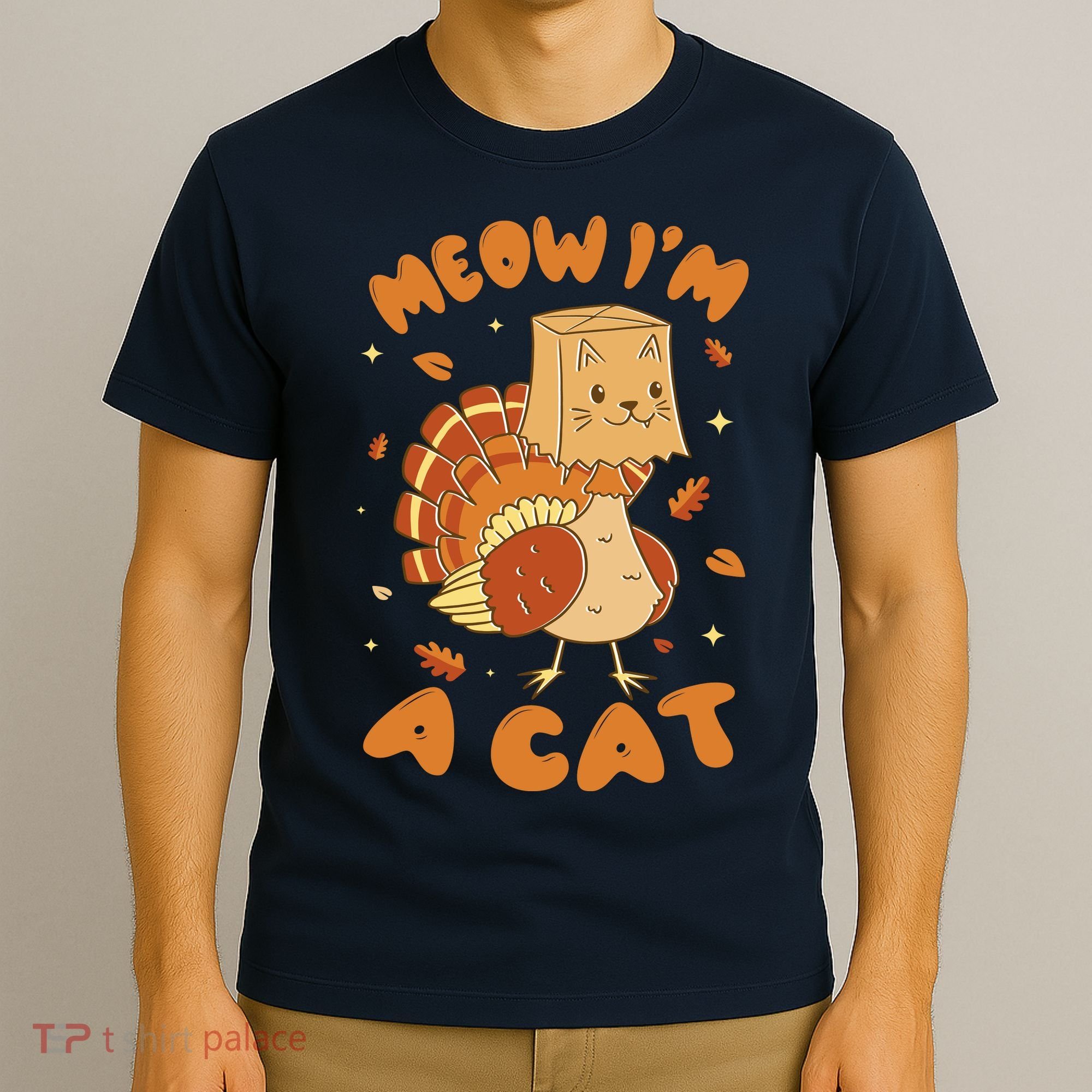 Meow I'm A Cat Funny Turkey Thanksgiving T-Shirt
