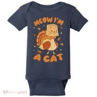 Meow I'm A Cat Funny Turkey Thanksgiving Baby Bodysuit thumb 0