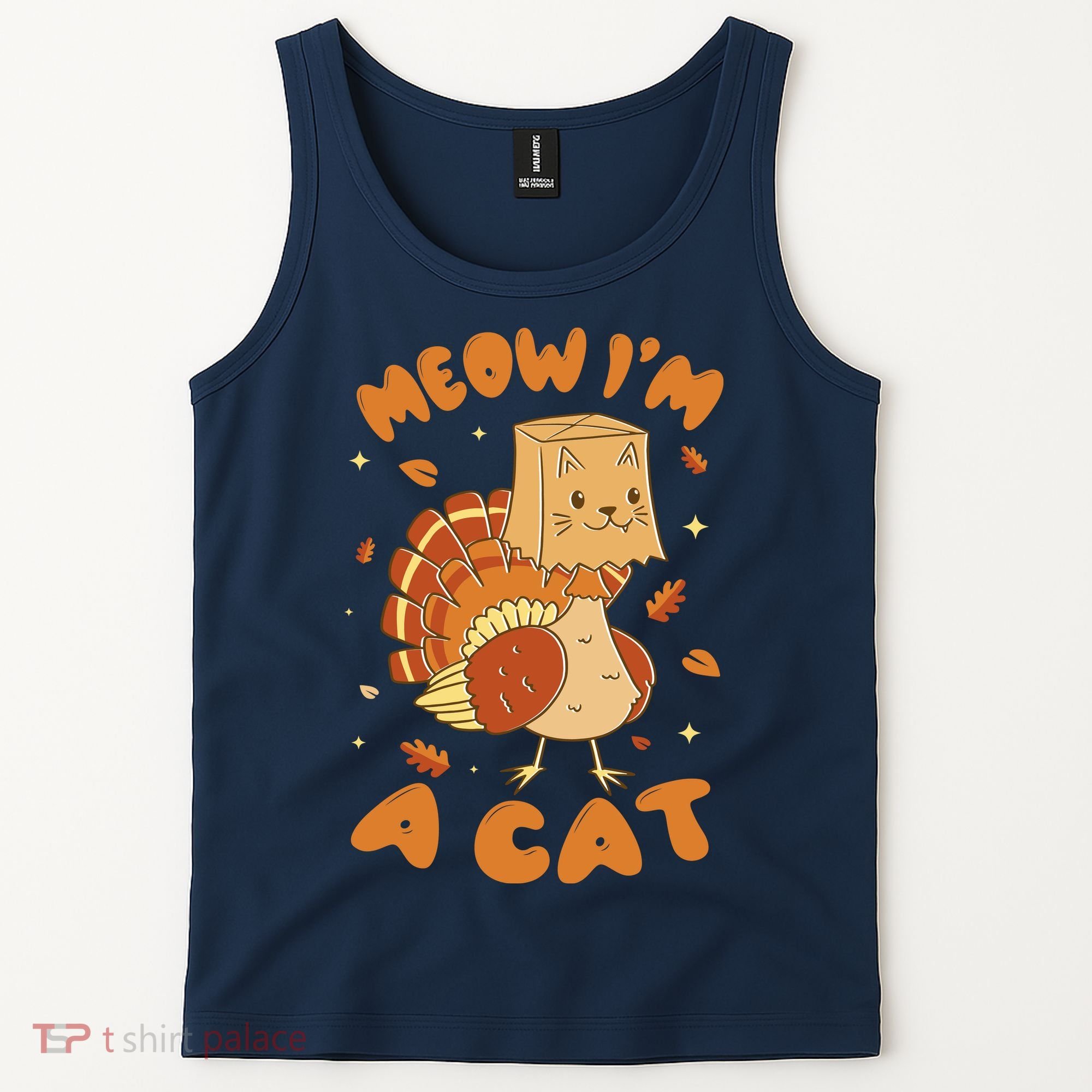 Meow I'm A Cat Funny Turkey Thanksgiving Tank Top