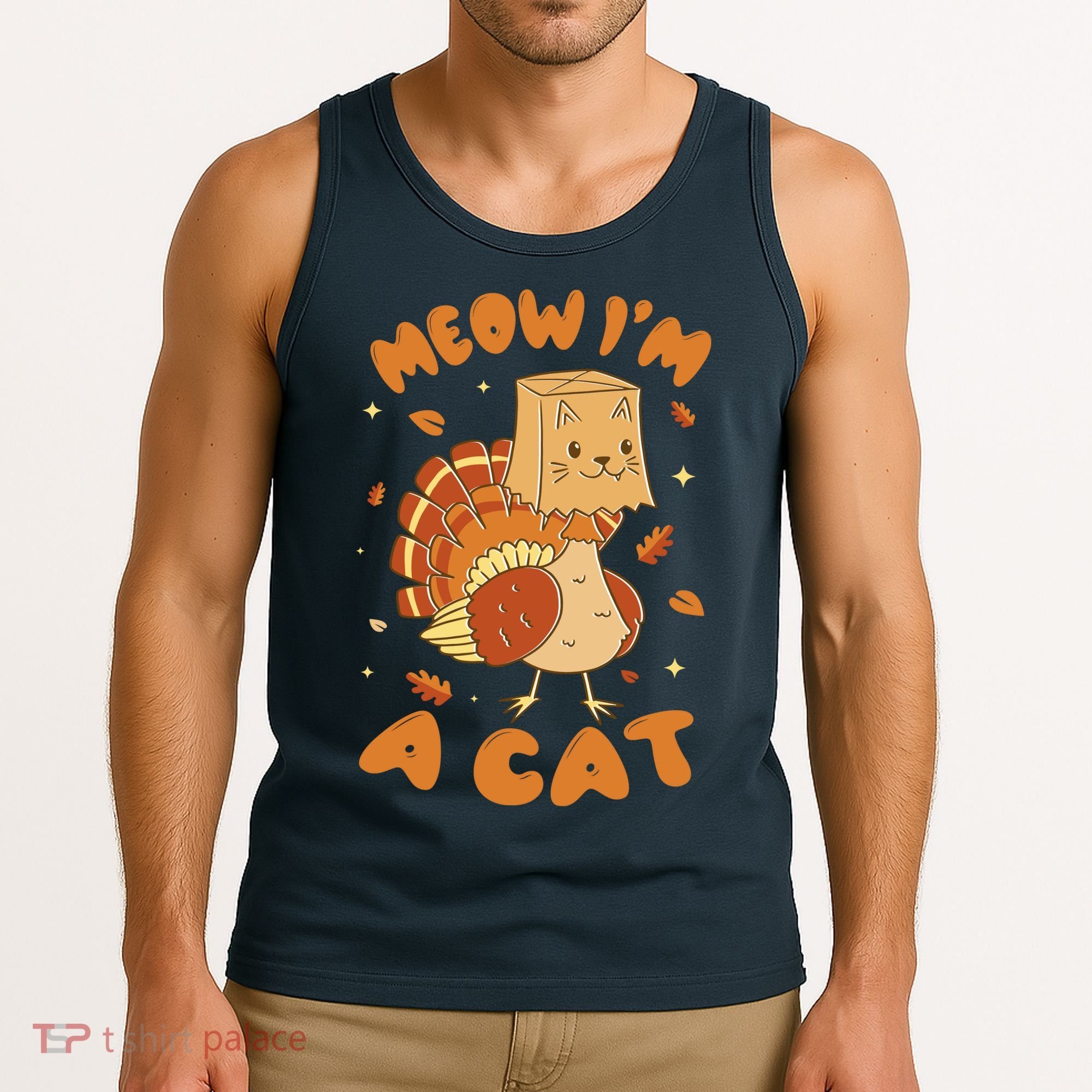 Meow I'm A Cat Funny Turkey Thanksgiving Tank Top