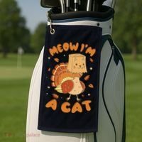 Meow I'm A Cat Funny Turkey Thanksgiving Golf Towel thumb 2